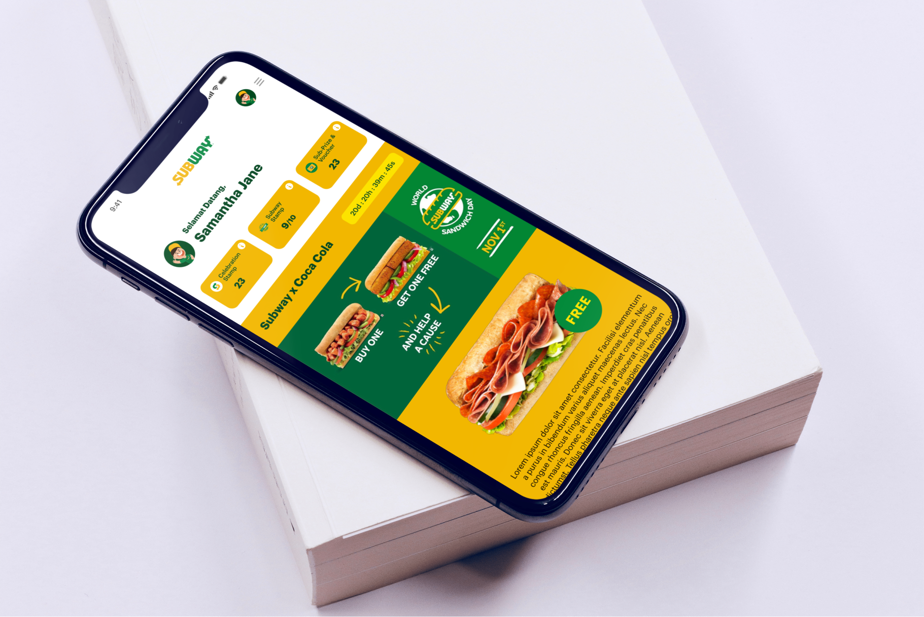 Subway loyalty mockup